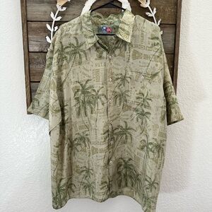 VTG Hilo Hattie silk Hawaiian short sleeve button down shirt men’s XL‎